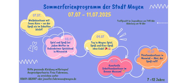 Sommerferienprogramm Übersicht