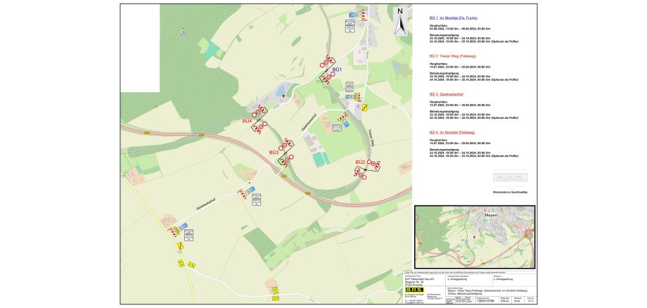 Lageplan Sperrung Bahnübergänge 