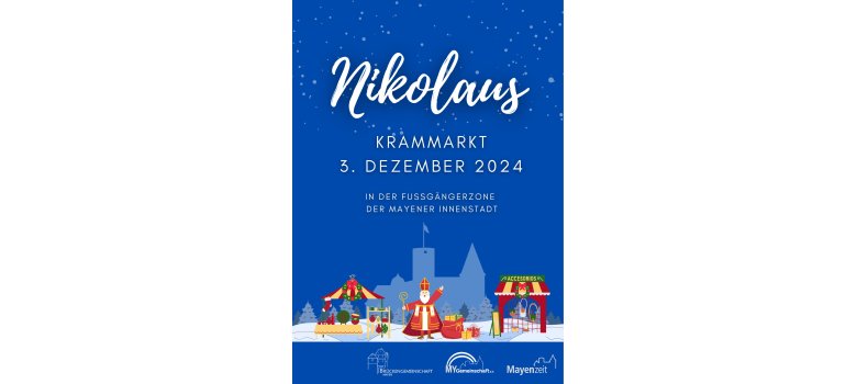 Grafik in blau vom Nikolauskrammarkt am 3. Dezember