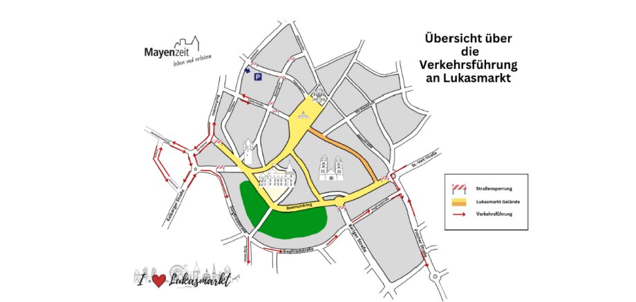 Grafik über die Verkehrsführung am Lukasmarkt 2024