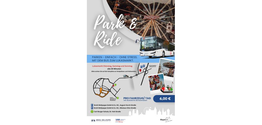 Plakat Park & Ride zum Lukasmarkt 2024 