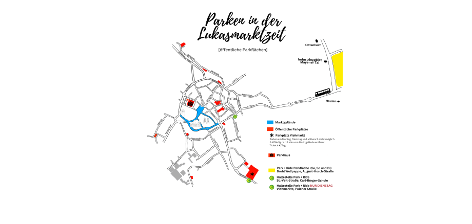 Grafik zum Lageplan der Parkplätze am Lukasmarkt